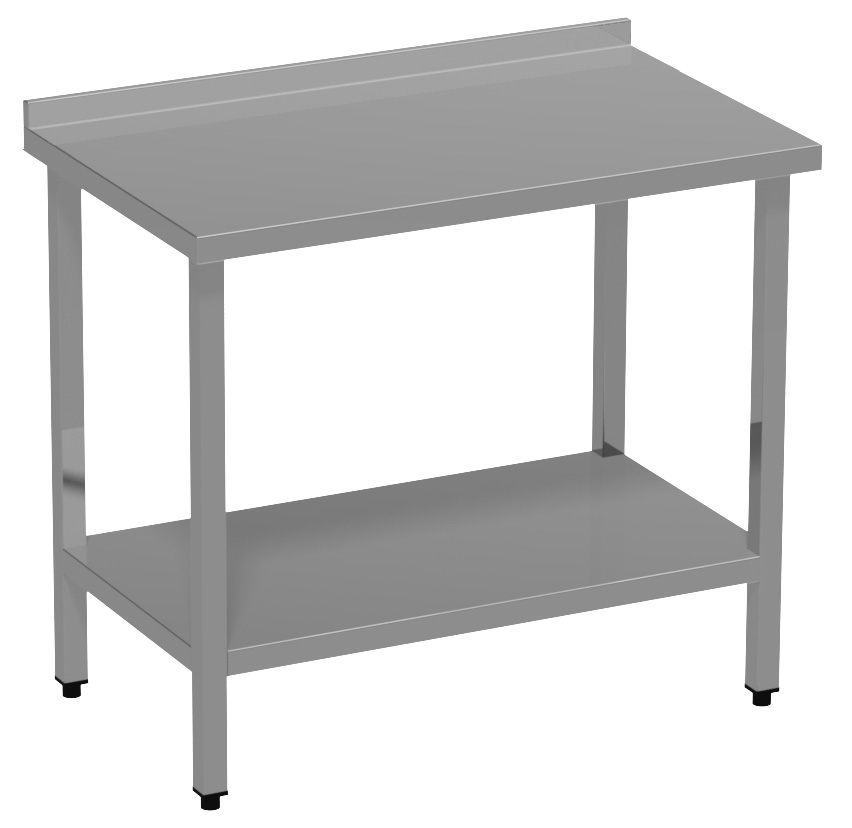 stainless steel table with bort and shelves